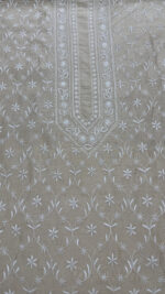 DYEABLE PURE & PREMIUM MONGA SILK CHIKANKARI MEN'S KURTA FABRIC - Image 2
