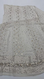 Dyeable Pure & Premium Georgette Mukaish Anarkali Dupatta Fabric Set - Image 7