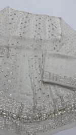 Dyeable Pure & Premium Georgette Mukaish Anarkali Dupatta Fabric Set - Image 6