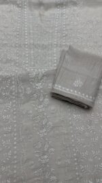 DYEABLE PURE & PREMIUM SILVER TISSUE CHIKANKARI KURTA & DUPATTA SET - Image 5