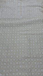 Dyeable Pure Premium Monga Silk Chikankari Men's Kurta Fabric - Image 4