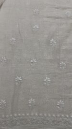 DYEABLE PURE & PREMIUM SILVER TISSUE CHIKANKARI KURTA & DUPATTA SET - Image 7