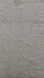 DYEABLE PURE & PREMIUM SILVER TISSUE CHIKANKARI KURTA & DUPATTA SET - Image 3