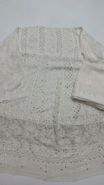 DYEABLE PURE & PREMIUM GEORGETTE CHIKANKARI & MUKAISH ANARKALI & DUPATTA SET - Image 6