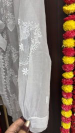 GRAY PURE & PREMIUM ORGANZA CHIKANKARI TOP - Image 3