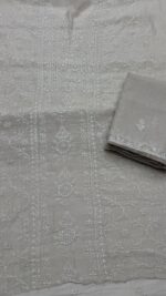DYEABLE PURE & PREMIUM SILVER TISSUE CHIKANAKRI KURTA & DUPATTA SET - Image 5