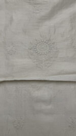 DYEABLE CHANDERI SILK CHIKANKARI MEN'S KURTA FABRIC - Image 4