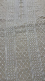 DYEABLE PURE & PREMIUM MONGA SILK CHIKANKARI MEN'S KURTA FABRIC - Image 4