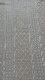 DYEABLE PURE & PREMIUM MONGA SILK CHIKANKARI MEN'S KURTA FABRIC - Image 3