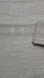 DYEABLE PURE & PREMIUM SILVER TISSUE CHIKANAKRI KURTA & DUPATTA SET - Image 5