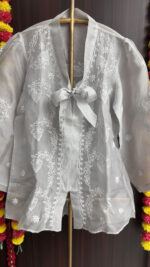 GRAY PURE & PREMIUM ORGANZA CHIKANKARI TOP - Image 2