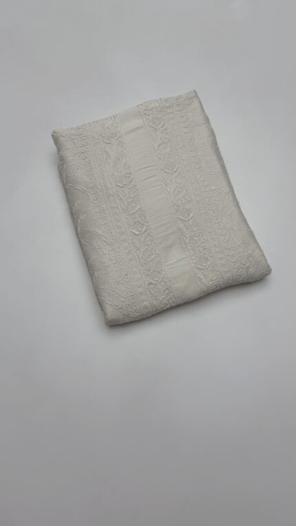 DYEABLE CHANDERI SILK CHIKANKARI MEN'S KURTA FABRIC