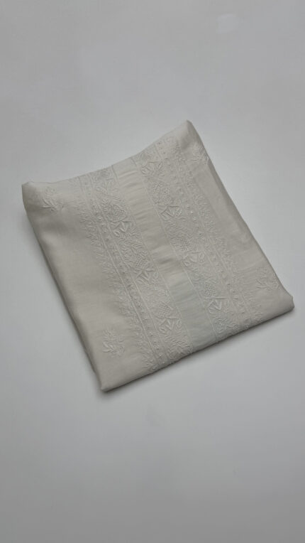 DYEABLE CHANDERI SILK CHIKANKARI MEN'S KURTA FABRIC