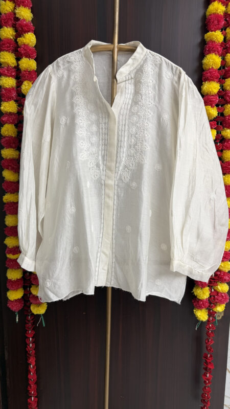 chanderi silk chikankari top