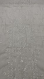 DYEABLE PURE & PREMIUM SILVER TISSUE CHIKANKARI KURTA & DUPATTA SET - Image 4
