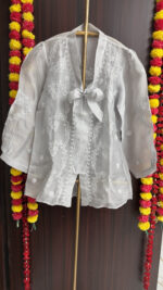 GRAY PURE & PREMIUM ORGANZA CHIKANKARI TOP