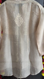 Nude Beige Pure & Premium Organza Chikankari Top - Image 5