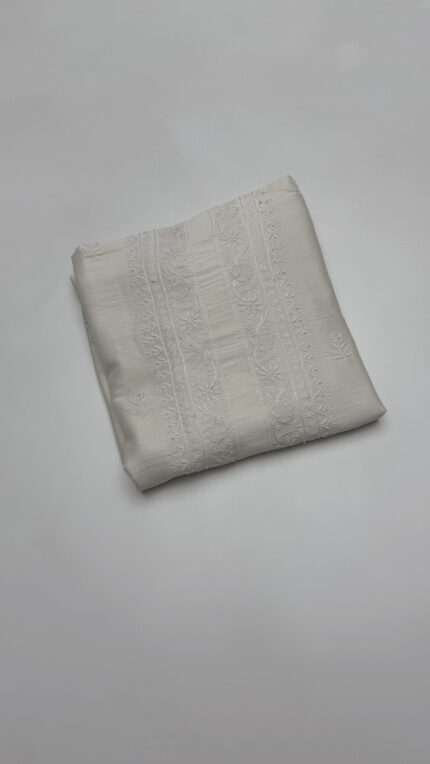 DYEABLE CHANDERI SILK CHIKANKARI MEN'S KURTA FABRIC