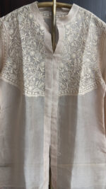 Nude Beige Pure & Premium Organza Chikankari Top - Image 2