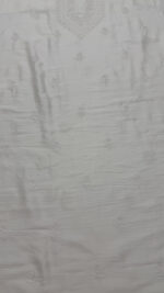 DYEABLE CHANDERI SILK CHIKANKARI MEN'S KURTA FABRIC - Image 3