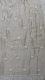 DYEABLE PURE & PREMIUM MONGA SILK CHIKANKARI MEN'S KURTA FABRIC - Image 6