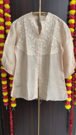 Nude Beige Pure & Premium Organza Chikankari Top