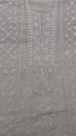 DYEABLE PURE & PREMIUM SILVER TISSUE CHIKANKARI KURTA & DUPATTA SET - Image 3