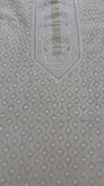 DYEABLE PURE & PREMIUM MONGA SILK CHIKANKARI MEN'S KURTA FABRIC - Image 2
