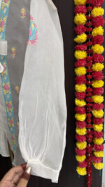 DYEABLE PURE & PREMIUM ORGANZA CHIKANKARI TOP - Image 4