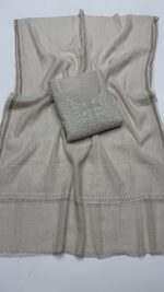 DYEABLE PURE & PREMIUM SILVER TISSUE CHIKANKARI KURTA & DUPATTA SET