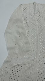 DYEABLE PURE & PREMIUM GEORGETTE CHIKANKARI & MUKAISH ANARKALI & DUPATTA SET - Image 4