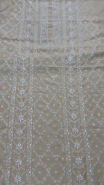 DYEABLE PURE & PREMIUM MONGA SILK CHIKANKARI MEN'S KURTA FABRIC - Image 4