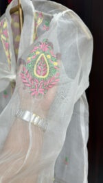 DYEABLE PURE & PREMIUM ORGANZA CHIKANKARI TOP - Image 4