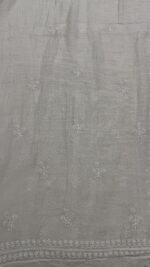 DYEABLE PURE & PREMIUM SILVER TISSUE CHIKANKARI KURTA & DUPATTA SET - Image 7