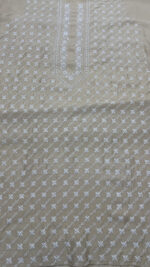 DYEABLE PURE & PREMIUM MONGA SILK CHIKANKARI MEN'S KURTA FABRIC - Image 4