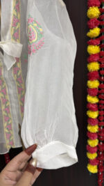 DYEABLE PURE & PREMIUM ORGANZA CHIKANKARI TOP - Image 3