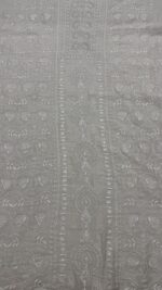 DYEABLE PURE & PREMIUM SILVER TISSUE CHIKANKARI KURTA & DUPATTA SET - Image 4