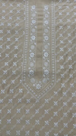 DYEABLE PURE & PREMIUM MONGA SILK CHIKANKARI MEN'S KURTA FABRIC - Image 2