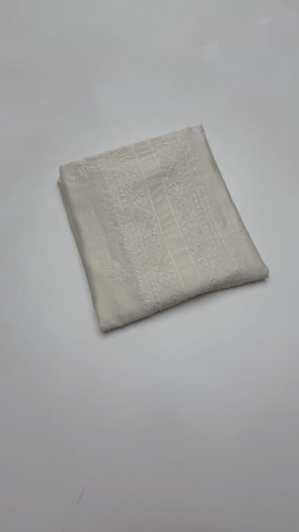 DYEABLE CHANDERI SILK CHIKANKARI MEN'S KURTA FABRIC