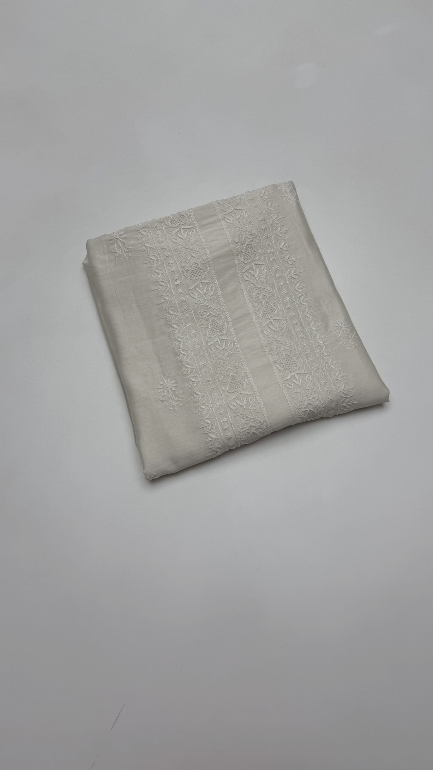 65 DYEABLE CHANDERI SILK CHIKANKARI MEN'S KURTA FABRIC - Image 1
