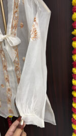 DYEABLE PURE & PREMIUM ORGANZA CHIKANKARI TOP - Image 3