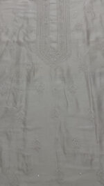 DYEABLE CHANDERI SILK CHIKANKARI MEN'S KURTA FABRIC - Image 2