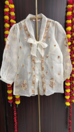 DYEABLE PURE & PREMIUM ORGANZA CHIKANKARI TOP