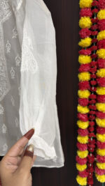 DYEABLE PURE & PREMIUM ORGANZA CHIKANKARI SHIRT - Image 3