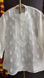 DYEABLE PURE & PREMIUM ORGANZA CHIKANKARI SHIRT - Image 2