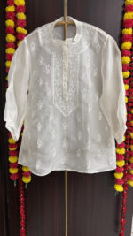 DYEABLE PURE & PREMIUM ORGANZA CHIKANKARI SHIRT