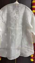 DYEABLE PURE & PREMIUM ORGANZA CHIKANKARI & MUKAISH SHIRT - Image 5