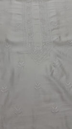 DYEABLE CHANDERI SILK CHIKANKARI MEN'S KURTA FABRIC - Image 2
