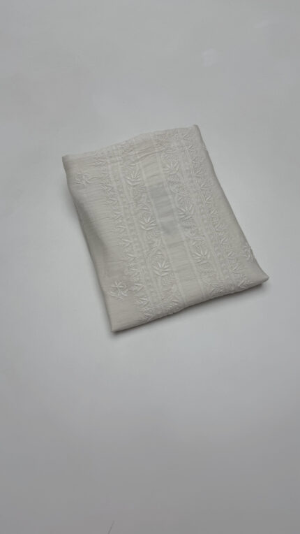 DYEABLE CHANDERI SILK CHIKANKARI MEN'S KURTA FABRIC