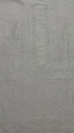 DYEABLE CHANDERI SILK CHIKANKARI MEN'S KURTA FABRIC - Image 2